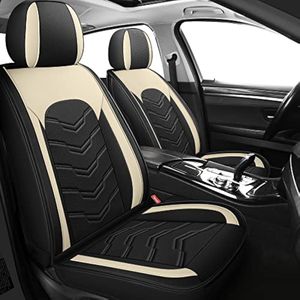 AOOG Fundas de cuero para asiento delantero de automóvil, fundas de asiento de automóvil de piel
