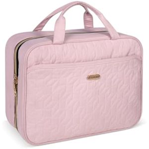 BALULHG Neceser de viaje para mujer, organizador grande de cosméticos de maquillaje con gancho para