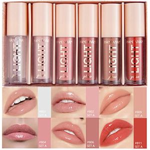 Juego de 6 brillos de labios de luz de aceite de labios, hidratante hidratante para labios, kit de