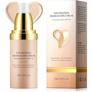 Base de maquillaje que cambia de color con protector solar SPF 50 - 4 en 1 hidratante, cobertura