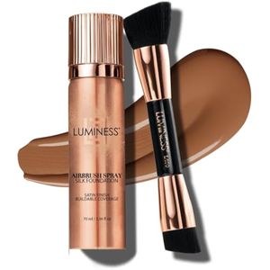 LUMINESS Silk Airbrush - Kit de base en aerosol y cepillo de pulido, base de cobertura completa y