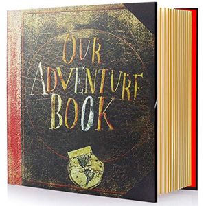 Álbum de fotos con texto en inglés «Our Adventure Book», con páginas magnéticas autoadhesivas, hecho