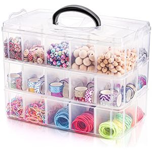 Foraineam Caja de almacenamiento apilable de 3 niveles con 30 compartimentos, organizador de