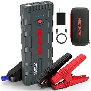 NEXPOW Arrancador de coche pico de 2000 A con carga rápida USB 3.0 (hasta 7.0L de gas o motor diesel