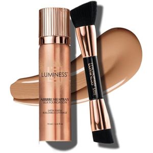 LUMINESS Silk Airbrush - Kit de base en aerosol y cepillo de pulido – Base de cobertura completa y