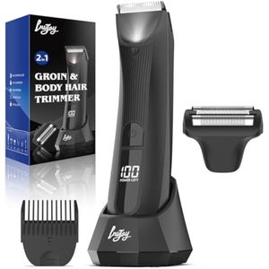 INVJOY Manscape - Recortadora de bolas para hombres, recortadora eléctrica de doble cabezal con luz,