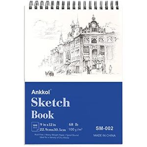 Cuaderno de bocetos de 9 x 12 pulgadas, bloc de bocetos para artistas, 100 hojas (68 libras/3.53