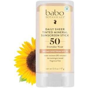 Babo Botanicals Daily Sheer - Protector solar con tinte mineral SPF50, óxido de zinc natural, para