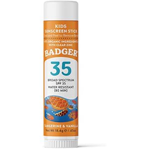 Badger Protector solar en barra para niños SPF 35 con óxido de zinc mineral, protector solar en
