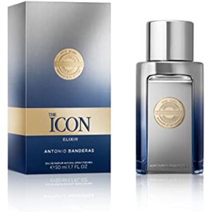 Antonio Banderas The Icon Elixir Eau De Perfume para hombre, de larga duración, aroma fresco,