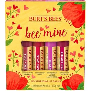 Burt's Bees Bee Mine - Juego de regalo de bálsamo labial de fresa, fruta del dragón, limón, granada
