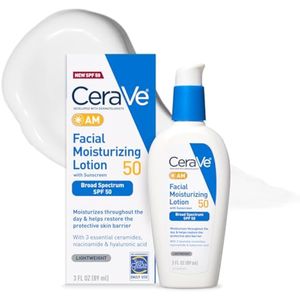 CeraVe AM - Loción hidratante facial SPF 50 | Hidratante facial con SPF, ácido hialurónico,