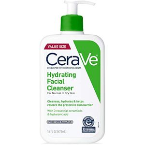 CeraVe, Hydrating Facial Cleanser - Limpiador facial hidratante para piel normal a seca, con ácido