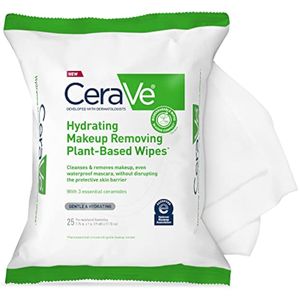 CeraVe Toallitas desmaquillantes de limpieza facial hidratante, biodegradables a base de plantas en