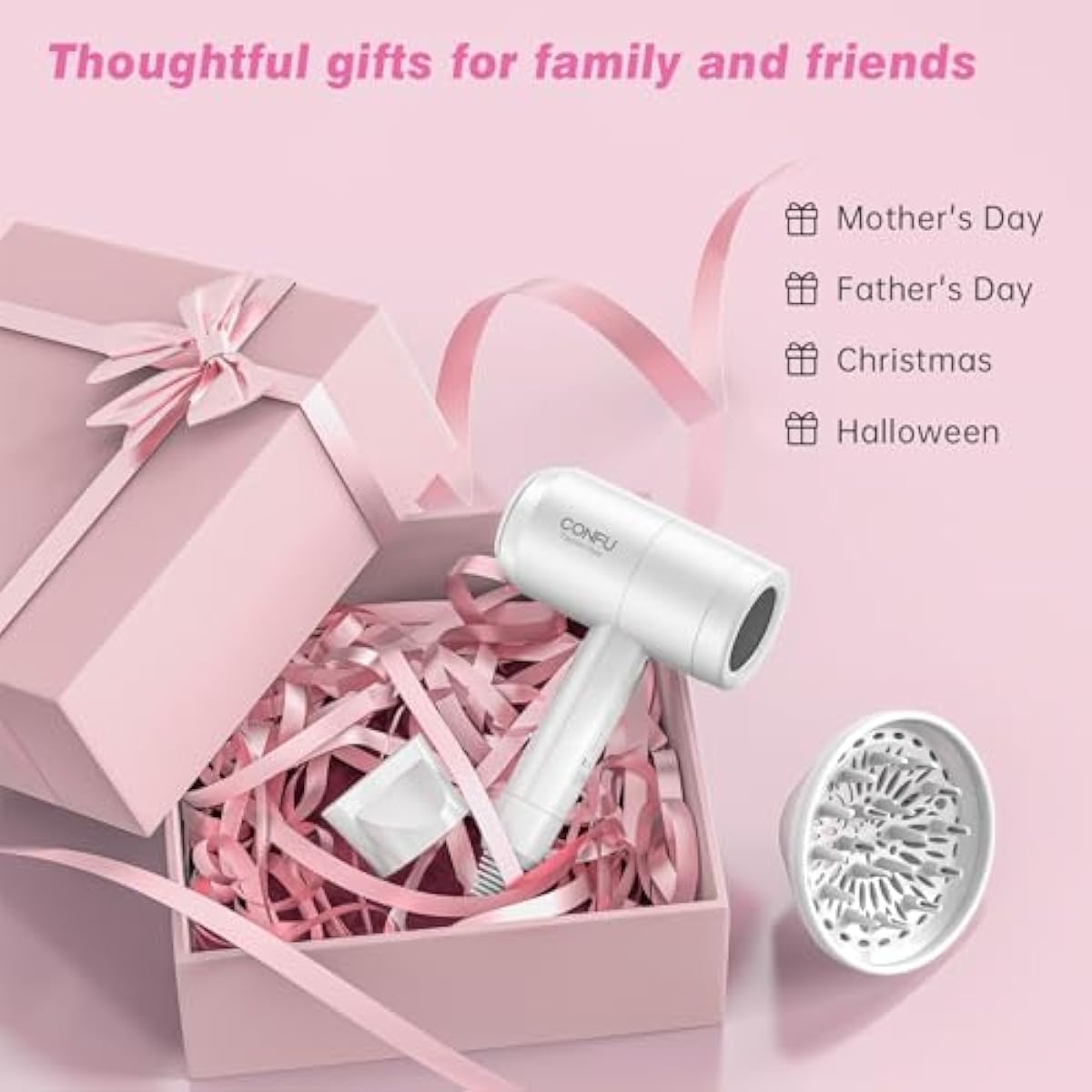 CONFU Secador de pelo con difusor, secador de pelo rizado para