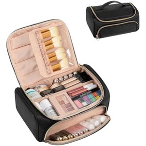 CUBETASTIC Bolsa de maquillaje, bolsa de maquillaje de gran capacidad para mujeres, organizador de