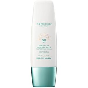 THE FACE SHOP Protector solar mineral diario SPF 50, protector solar coreano para rostro con óxido