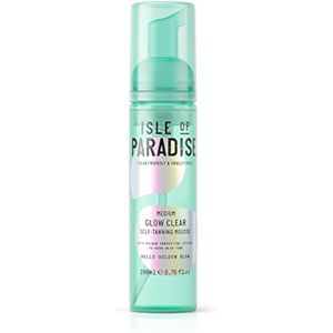Isle of Paradise Glow Clear - Mousse autobronceador, mediano (brillo dorado), espuma bronceadora