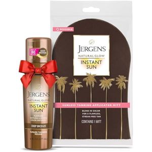 Jergens Natural Glow Instant Sun - Paquete de mousse autobronceador, bronce profundo, bronceado sin