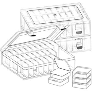 THYSSEN Organizadores de cuentas, 90 mini cajas de almacenamiento transparentes de plástico con 3