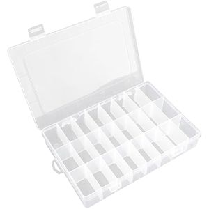 Caja organizadora de plástico de 24 rejillas con divisores, organizador de cuentas para