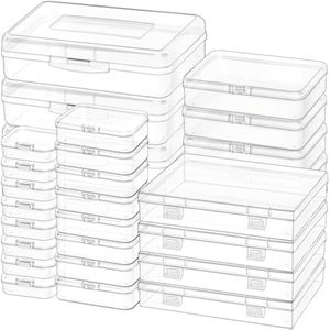 Jutieuo Paquete de 28 mini recipientes de plástico rectangulares de varios tamaños, cajas de