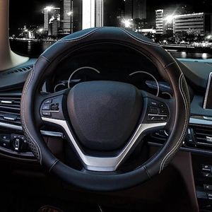 Valleycomfy - Funda para volante universal de 15 pulgadas/38cm, de piel auténtica, transpirable,