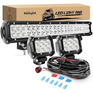 Nilight - ZH001 20 pulgadas 126W Spot Flood Combo Led Off Road Led Light Bar 2PCS 18w 4inch Flood