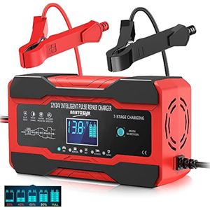 Yooya Cargador de batería de automóvil de 8 amperios, 24 V y 12 V, cargador de batería automotriz,