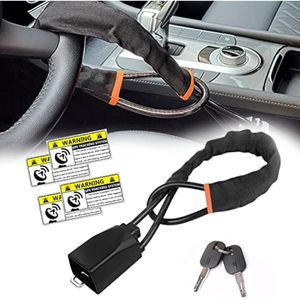 Cerradura de cinturón de seguridad para volante de automóvil con 4 calcomanías de seguimiento GPS,