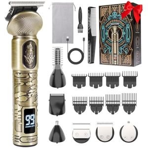 Cortadora de barba para hombres, cortadora de pelo inalámbrica impermeable, afeitadora eléctrica,