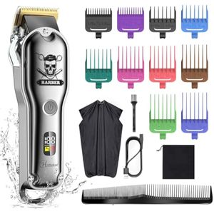 Hatteker Kit de corte de pelo profesional para hombres, cortadora de pelo profesional IPX7,