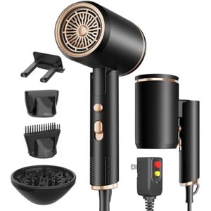 Secador de pelo iónico portátil, secador de pelo con mango plegable, secador de pelo de 1600 W con