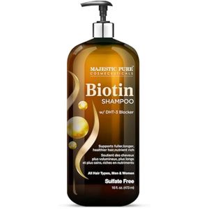 MAJESTIC PURE Champú biotina para el crecimiento del cabello - Champú voluminizador para la caída