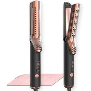 Plancha rizadora de flujo de aire de 360° mejorada, alisador y rizador de cabello de queratina 2 en