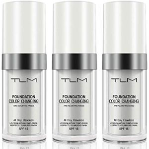 3 piezas TLM - Crema para corrector de piel, color impecable que cambia de color cálido, base de