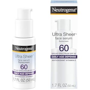 Neutrogena Ultra Sheer Moisturizing Face Serum with Vitamin E &amp; SPF 60, All Day Facial Sunscreen