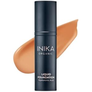 INIKA Base de maquillaje líquida orgánica de cobertura completa con ácido hialurónico y aceite de