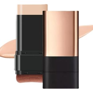 Base de maquillaje 2 en 1 con brocha, base de maquillaje corrector (color natural, 1 unidad)