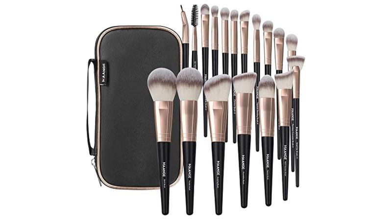 MAANGE Juego de 18 brochas de maquillaje profesionales con