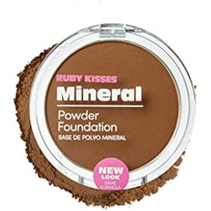 Ruby Kisses Base mineral en polvo prensado, cobertura media a completa, acabado natural, 0.35 onzas