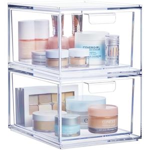 STORi Audrey - Cajones organizadores apilables de plástico transparente | Juego de 2 piezas |