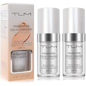 Paquete de 2 bases líquidas TLM que cambian de color, crema TLM Concealer Cover Cream, tono de piel