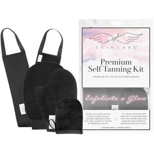 Seraphic Skincare Kit de autobronceador de 4 piezas, incluye manopla autobronceadora exfoliante de