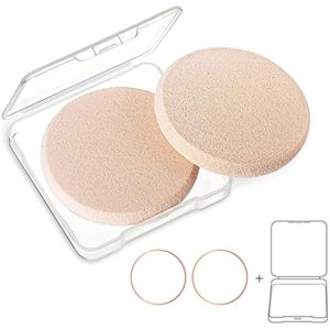 KOOBA 2 esponjas redondas de maquillaje con 1 funda de viaje, base de polvo compacta de belleza,