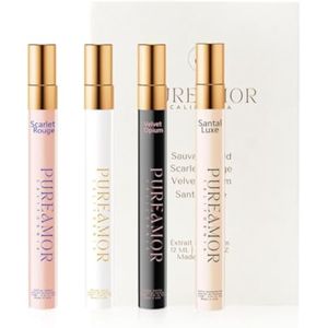 Perfumes de feromonas para mujer, paquete de 4 unidades, caja de regalo, ámbar vainilla, azafrán