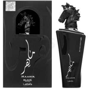 Lattafa Perfumes Maahir Black Edition para Eau de Parfum en spray unisex, 3.4 onzas