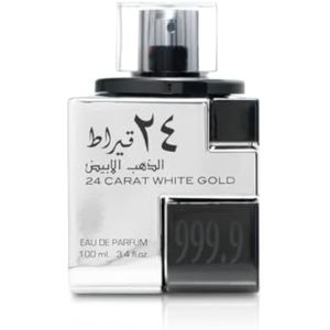 Lattafa Oro blanco de 24 quilates para hombre - 3.4 oz EDP Spray