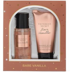 Victoria's Secret Bare Vanilla - Juego de regalo de 2 piezas de mini niebla y loción, notas de