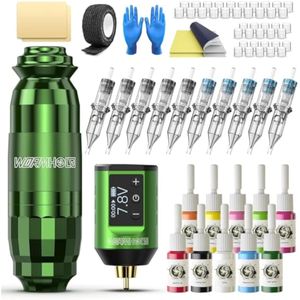 Wormhole Tattoo Kit de pistola de tatuaje de trabajo de punto inalámbrico de 1500 mAh, kit de
